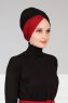 Fiona - Turban En Coton Noir & Bordeaux