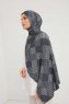 Nurgul - Hijab À motifs Bleu Marin