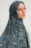Gulya - Hijab À motifs Vert Pétrole