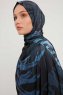 Ezmeray - Hijab À motifs Bleu Marin