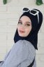Wilda - Hijab En Coton Bleu Marine