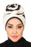 Clara - Turban En Coton Crème & Marron