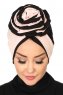 Clara - Turban En Coton Vieux Rose & Noir