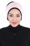 Clara - Turban En Coton Vieux Rose & Noir