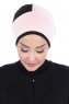 Clara - Turban En Coton Vieux Rose & Noir