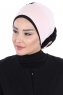 Clara - Turban En Coton Vieux Rose & Noir
