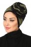 Clara - Turban En Coton Kaki & Noir