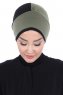 Clara - Turban En Coton Kaki & Noir