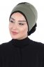 Clara - Turban En Coton Kaki & Noir