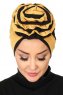Clara - Turban En Coton Moutarde & Noir