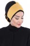 Clara - Turban En Coton Moutarde & Noir
