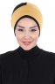 Clara - Turban En Coton Moutarde & Noir