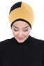 Clara - Turban En Coton Moutarde & Noir