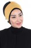 Clara - Turban En Coton Moutarde & Noir