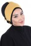 Clara - Turban En Coton Moutarde & Noir