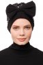 Enfleda - Turban Noir & Gris Clair