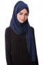 Eslem - Hijab Pile Jersey Bleu Marin - Ecardin