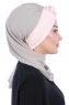 Gill - Hijab Pratique Taupe & Vieux Rose