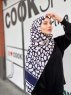 Iza - Hijab A Motifs En Coton Bleu Marin & Blanc - Mirach