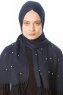 Kadri - Hijab Bleu Marin Avec Des Perles - Özsoy