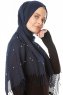 Kadri - Hijab Bleu Marin Avec Des Perles - Özsoy