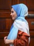 Khawla - Hijab A Motifs En Coton Bleu Clair