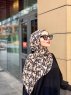 Lamia - Hijab A Motifs En Crêpe Crème - Mirach