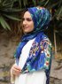 Marwa - Hijab A Motifs Crepe Bleu