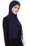 Mehtap - Chiffon Hijab Pratique One-Piece Bleu Marin
