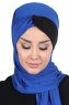 Mikaela - Hijab Coton Pratique Bleu & Noir