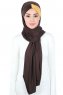 Mikaela - Hijab Coton Pratique Marron & Moutarde