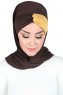 Mikaela - Hijab Coton Pratique Marron & Moutarde