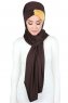 Mikaela - Hijab Coton Pratique Marron & Moutarde