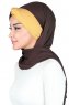 Mikaela - Hijab Coton Pratique Marron & Moutarde
