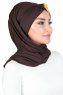 Mikaela - Hijab Coton Pratique Marron & Moutarde