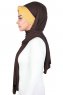 Mikaela - Hijab Coton Pratique Marron & Moutarde