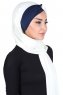 Mikaela - Hijab Coton Pratique Crème & Bleu Marin