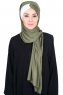 Mikaela - Hijab Coton Pratique Kaki & Crème