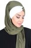 Mikaela - Hijab Coton Pratique Kaki & Crème