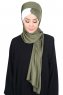 Mikaela - Hijab Coton Pratique Kaki & Crème