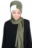 Mikaela - Hijab Coton Pratique Kaki & Crème