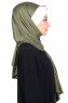 Mikaela - Hijab Coton Pratique Kaki & Crème