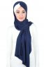 Mikaela - Hijab Coton Pratique Bleu Marin & Crème