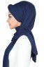 Mikaela - Hijab Coton Pratique Bleu Marin & Crème