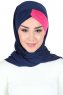 Mikaela - Hijab Coton Pratique Bleu Marin & Fuchsia
