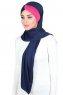 Mikaela - Hijab Coton Pratique Bleu Marin & Fuchsia