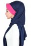 Mikaela - Hijab Coton Pratique Bleu Marin & Fuchsia