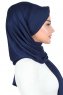 Mikaela - Hijab Coton Pratique Bleu Marin & Fuchsia