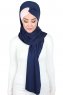 Mikaela - Hijab Coton Pratique Bleu Marin & Vieux Rose