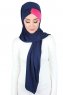 Mikaela - Hijab Coton Pratique Bleu Marin & Fuchsia